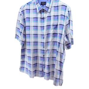 Nat Nast Mens Luxury Originals Silk Short Sleeve Button Down Shirt‎ Plaid XXL